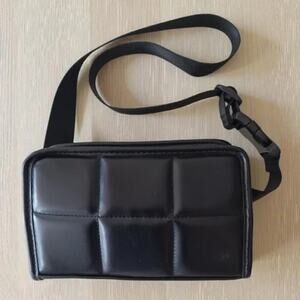 Amanda Uprichard Quilted Black Belt Bag Vegan Leather EUC